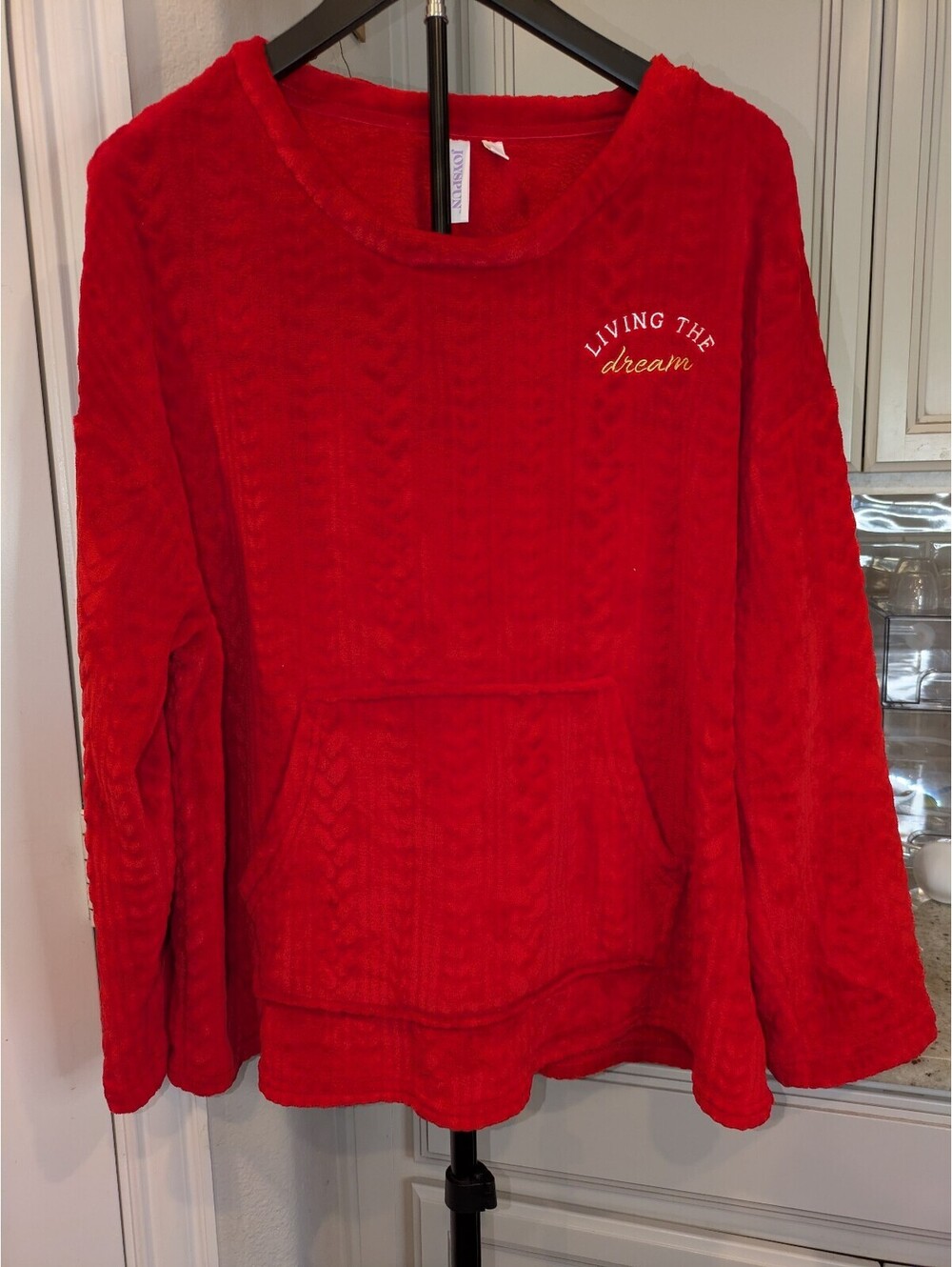 Joyspun 2X Red Plush Fleece Pajama Set Living the Dream Plus Size